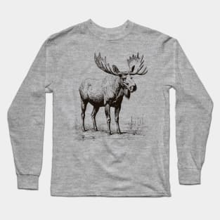 Vintage Moose Wildlife Long Sleeve T-Shirt